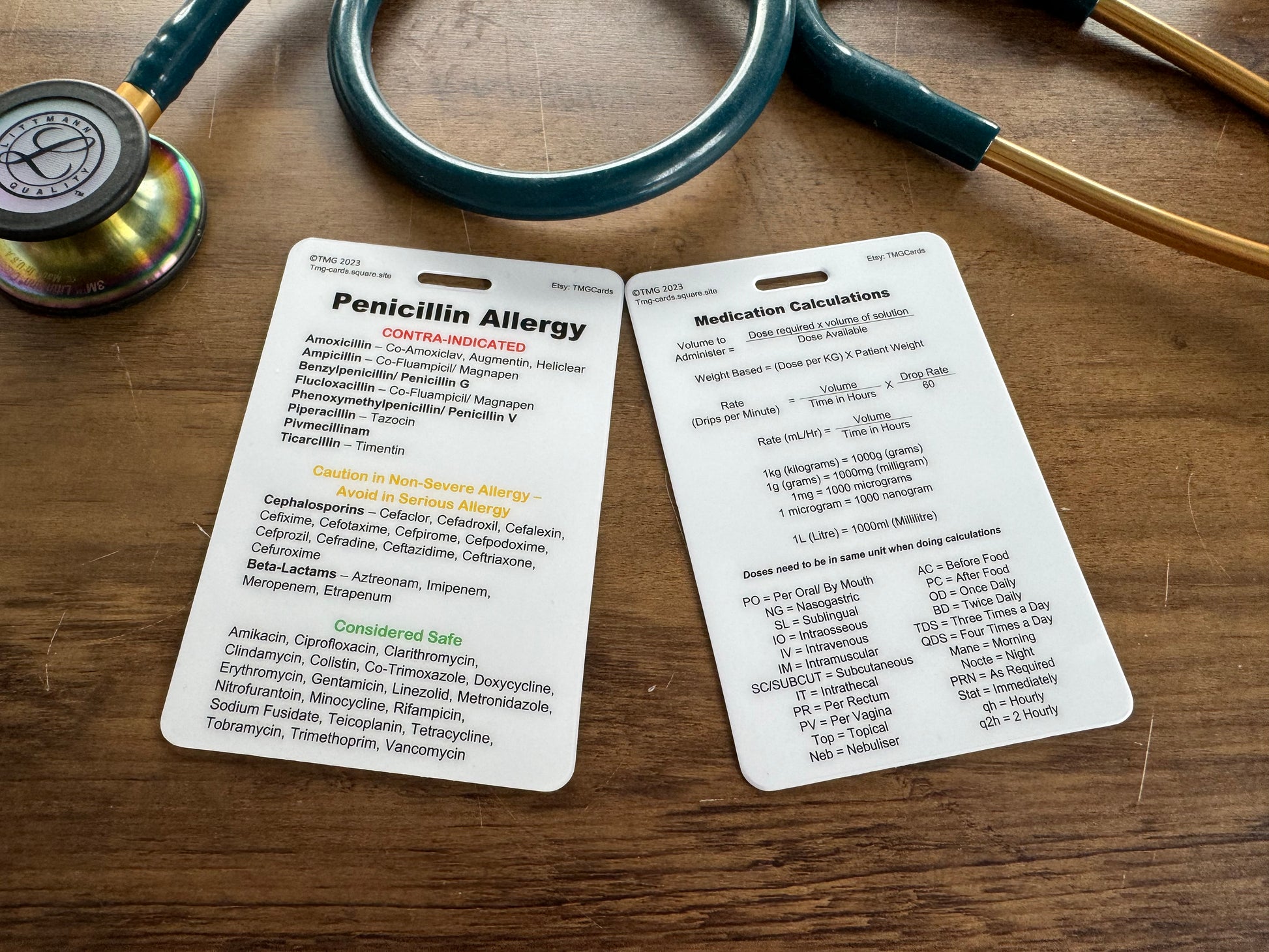 Medication Calculations and Penicillin Healthcare, Nursing, Medical Pocket Card