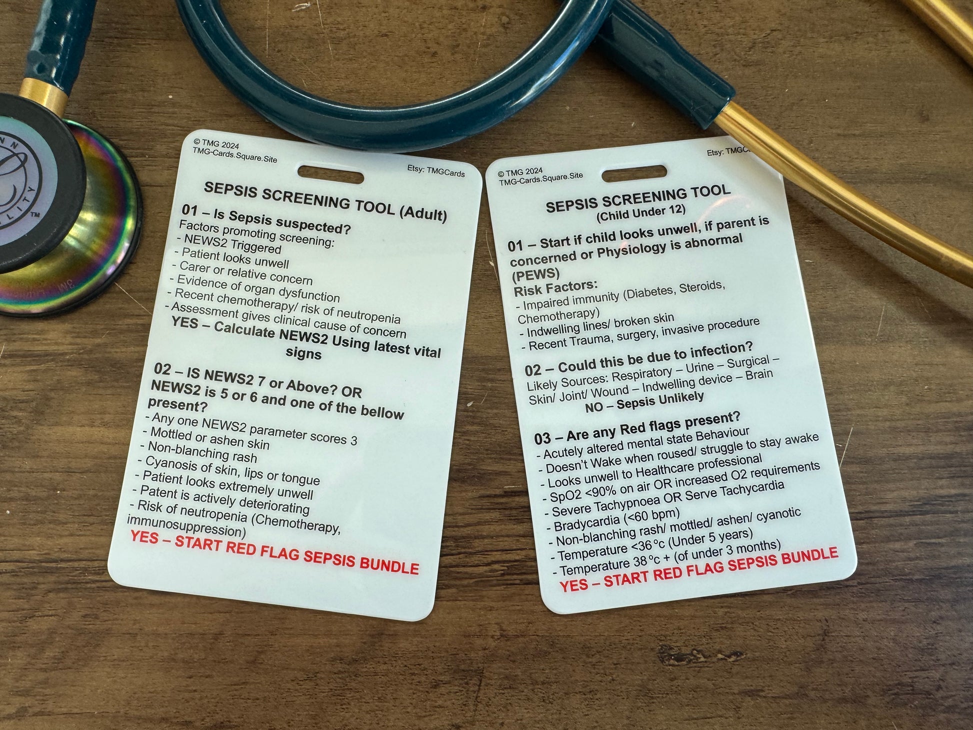 Sepsis Screening Tool Bundle (Adult + Child) Healthcare Educational Pocket Cards