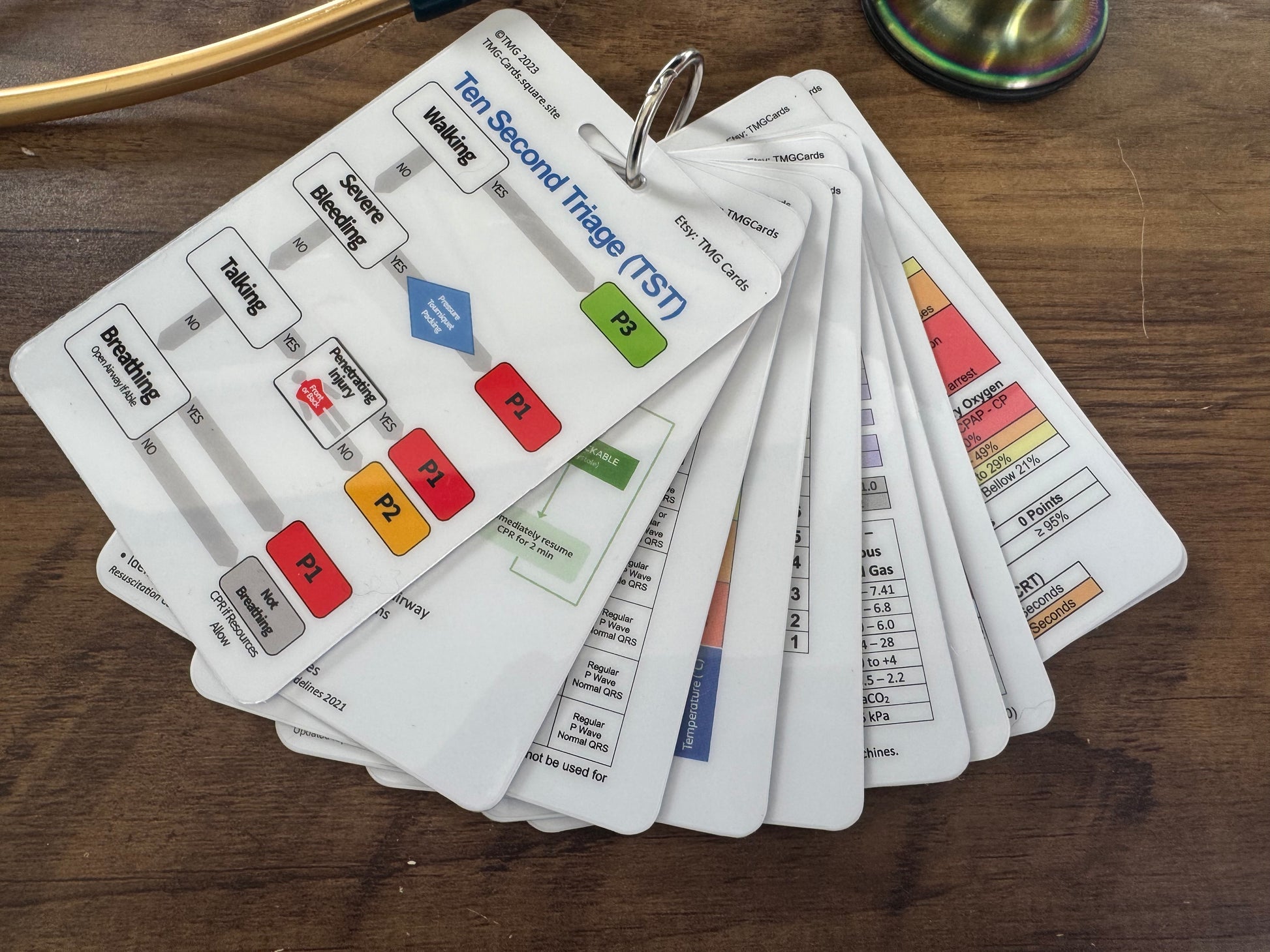 Set of 11 Healthcare, Nursing, Medical Educational Pocket Cards including ALS, Ten Second Triage and Safeguarding