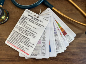 Set of 9 Healthcare, Nursing, Medical Educational Pocket Cards including Child Sepsis Screening Tool
