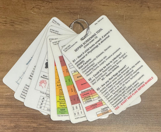 Set of 7 Healthcare Educational Pocket Cards - Paediatric Bundle (Sepsis)