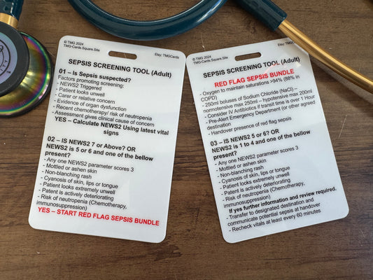 Sepsis Screening Tool (Adult) Healthcare Educational Pocket Cards