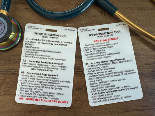 Sepsis Screening Tool (Child) Healthcare Educational Pocket Cards