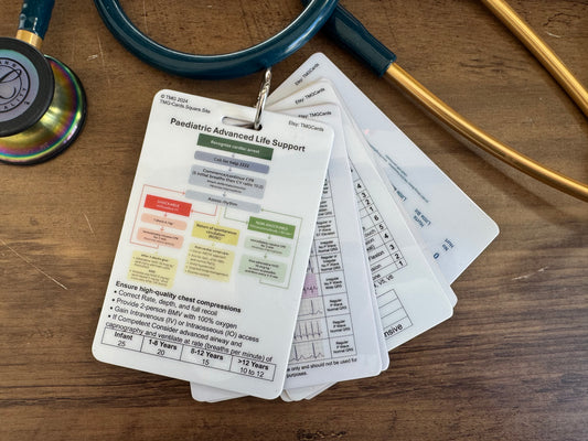 Set of 10 Healthcare, Nursing, Medical Educational Pocket Cards including Paediatric ALS/ Anaphylaxis Card and Safeguarding